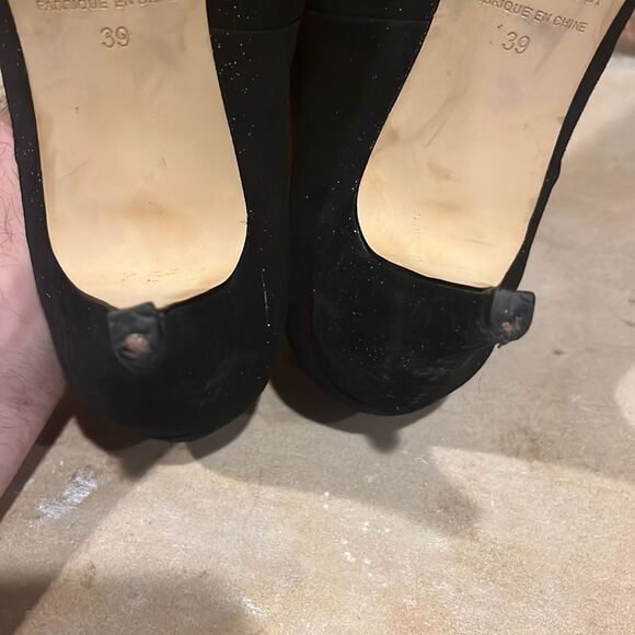 Free People Florence Point Toe Suede Silver Glitter Heels - Picture 7 of 9